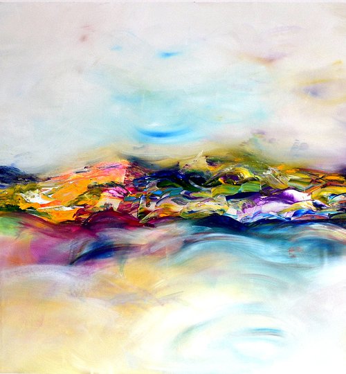 Fairy hills XXL 204X92 cm  unstretched painting, palette knife FREE SHIPPING by Isabelle Vobmann