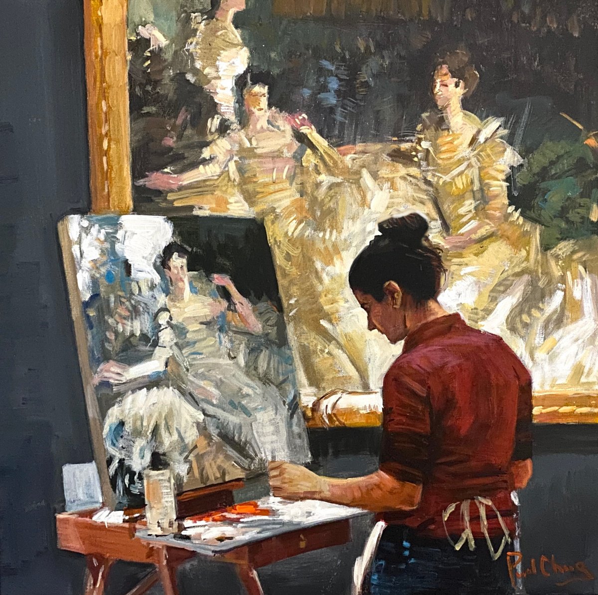 Impressionistic Landscape Acrylic Painting By Paul Cheng, 24 X 24", Resonance, Original Artwork