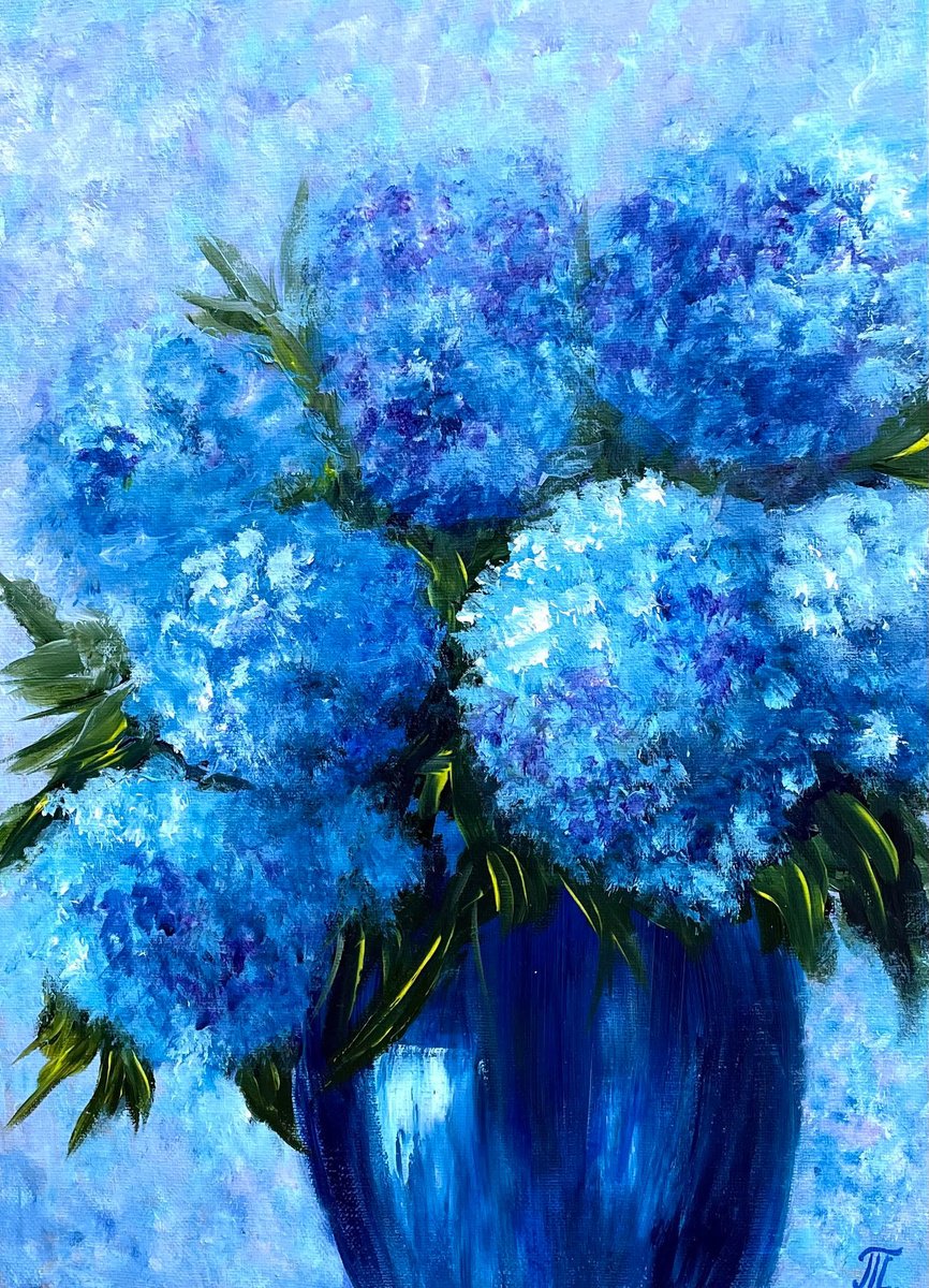 Hydrangeas abstract flowers by Tanja Frost