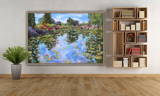 Extra large Water Lily Pond Painting, "An Ode To Monet"