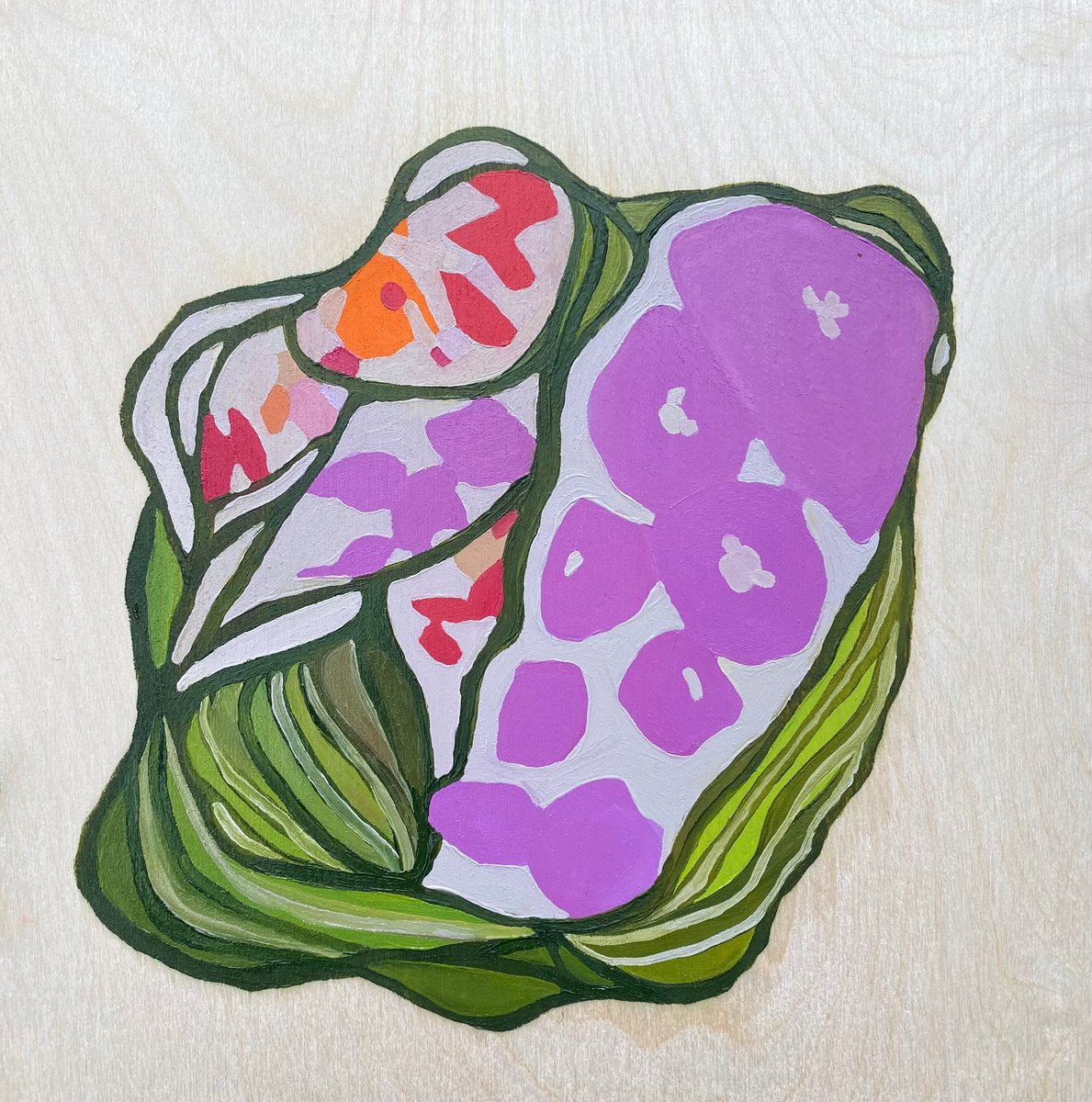 Organic Abstract Oil Painting By Anna Bergin, 8 X 8, Strung Bouquet 5, Original Artwork