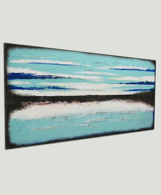 Original Abstract Painting - Oceanic Landscape - 140x70cm - Ronald Hunter - 25O