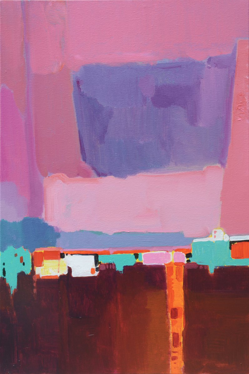 Abstract Acrylic Painting By Jianzhe Chon, 24 X 35, Rhythm S, Original Artwork