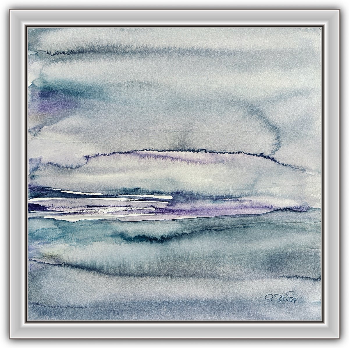 Abstract Landscape Watercolour By Gesa Reuter, 12 X 12, We Need To Talk About Clouds, Original Artwork