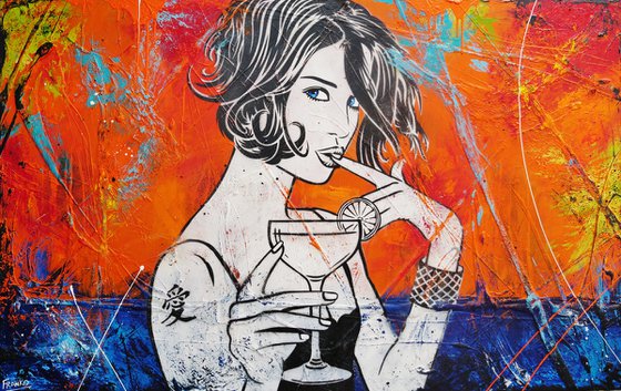 Sunset Cocktails 160cm x 100cm Textured Urban Pop Art