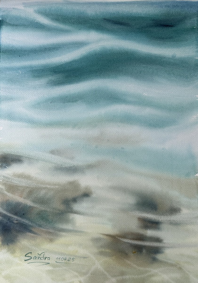 Photorealistic Watercolour , Silence In Transparent Waves By Oleksandra Padushyna, 12 X 16, Artwork For Sale On Artfinder