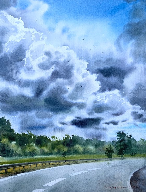 Road and clouds