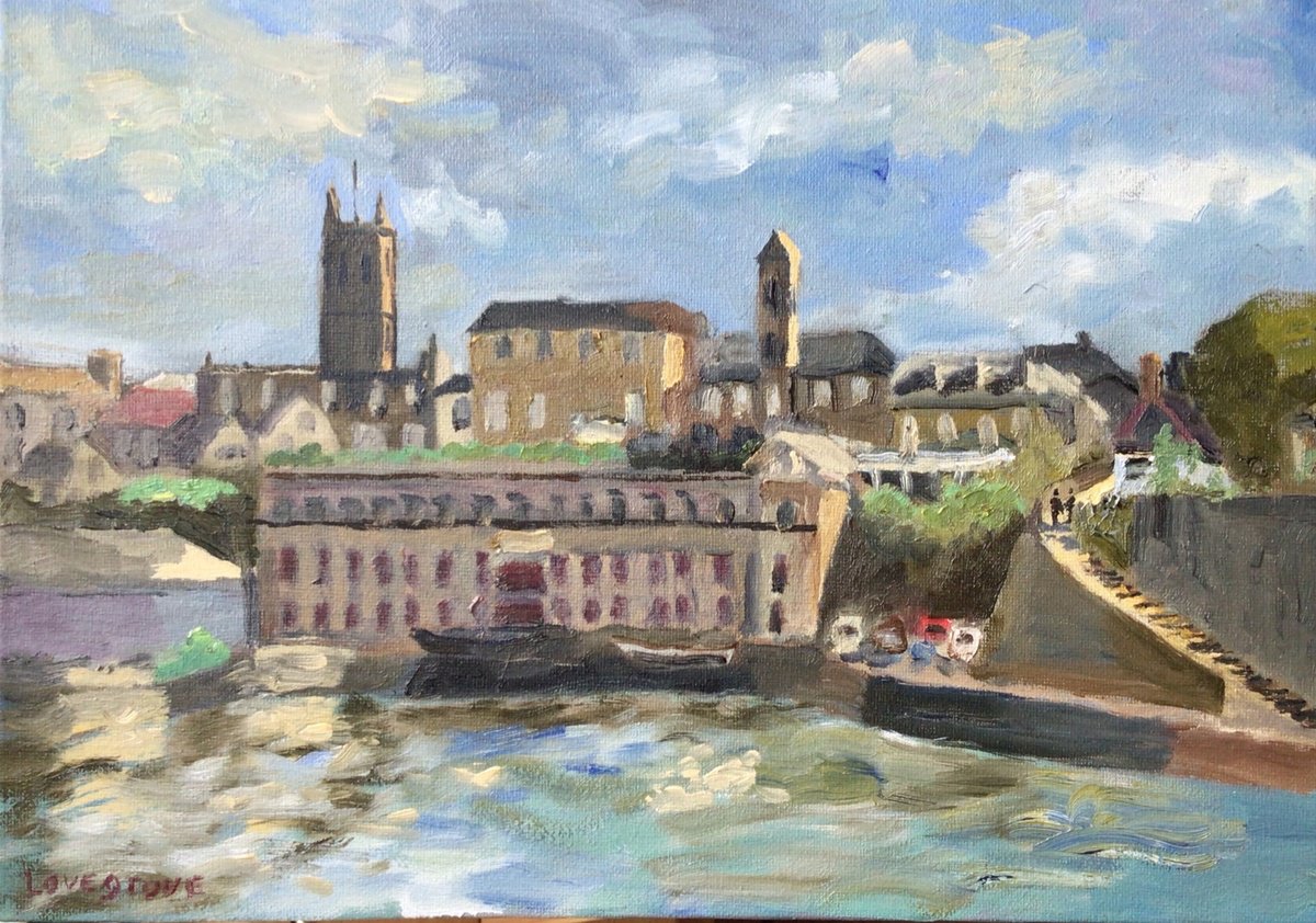 Impressionistic Cityscapes Oil Painting By Julian Lovegrove Art, 14 X 10", Penzance Inner Basin, Original Artwork