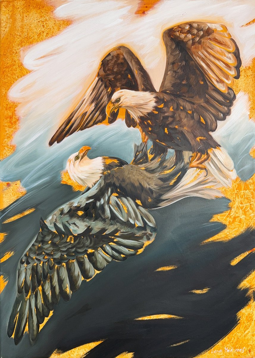 Expressive Animal Oil Painting By Lena Med, 20 X 28", Wings Of Metamorphosis, Original Artwork