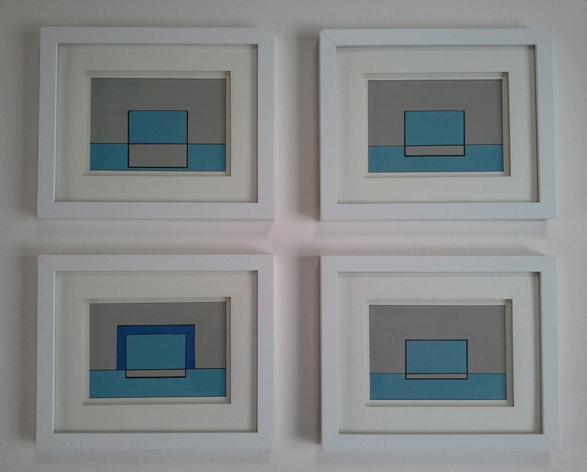 Geometric Abstract Painting By Paul Heron, 11 X 9", Sign Of Four (Four Paintings), Original Artwork