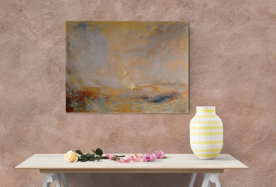 Golden Seas. Abstract Seascape. Ready to hang 18x24 inches.