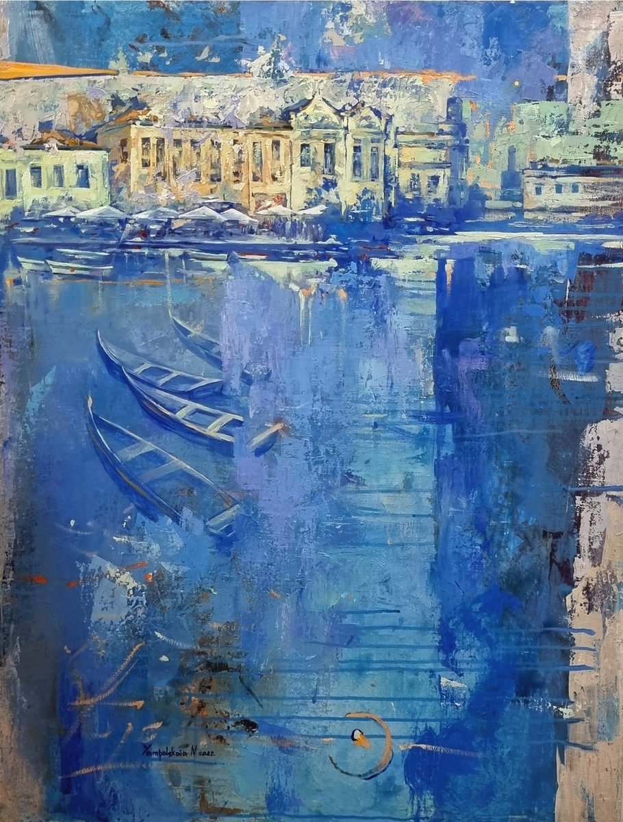 Impressionistic Landscape Oil Painting By Natalia Yampolskaia, 28 X 35", Harmony Of Reflections, Original Artwork