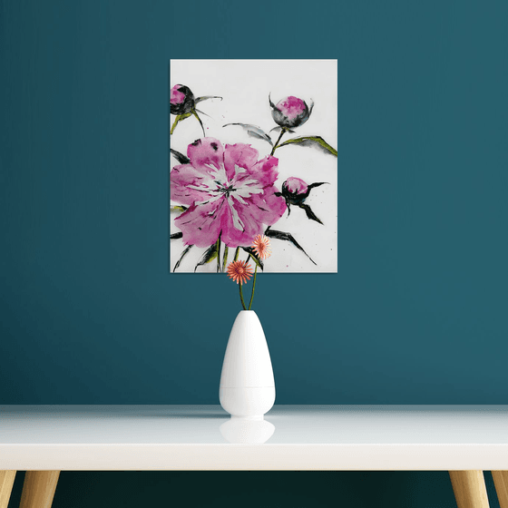 Peony flowers painting