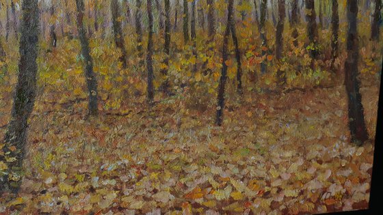 In The Golden Autumn Forest - autumn landscape painting