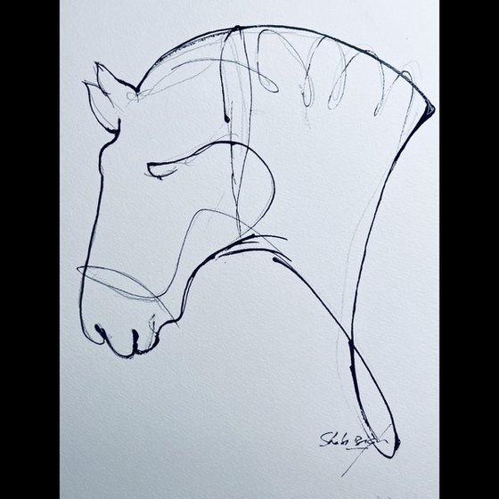 Minimal Horse Head in Ink 2