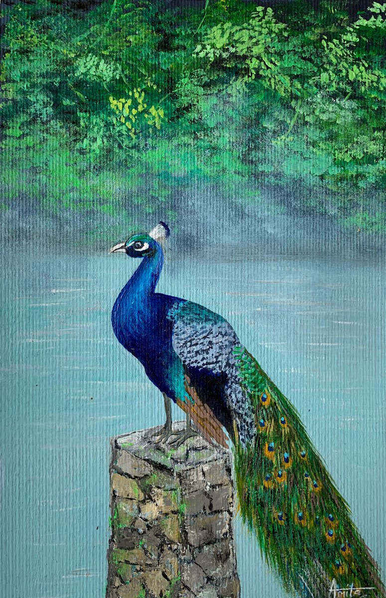 Peacock! A4 size Painting on paper by Amita Dand