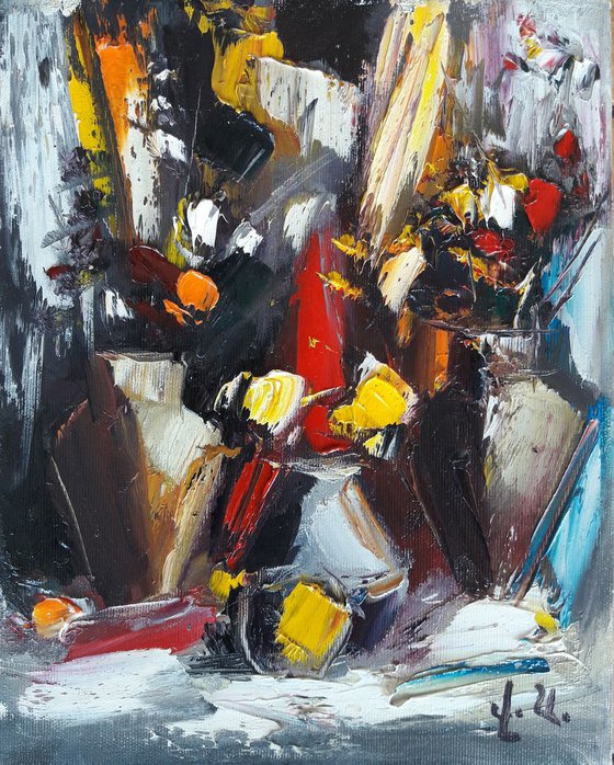 Still life 24x30cm, oil painting, ready to hang, abstract still life