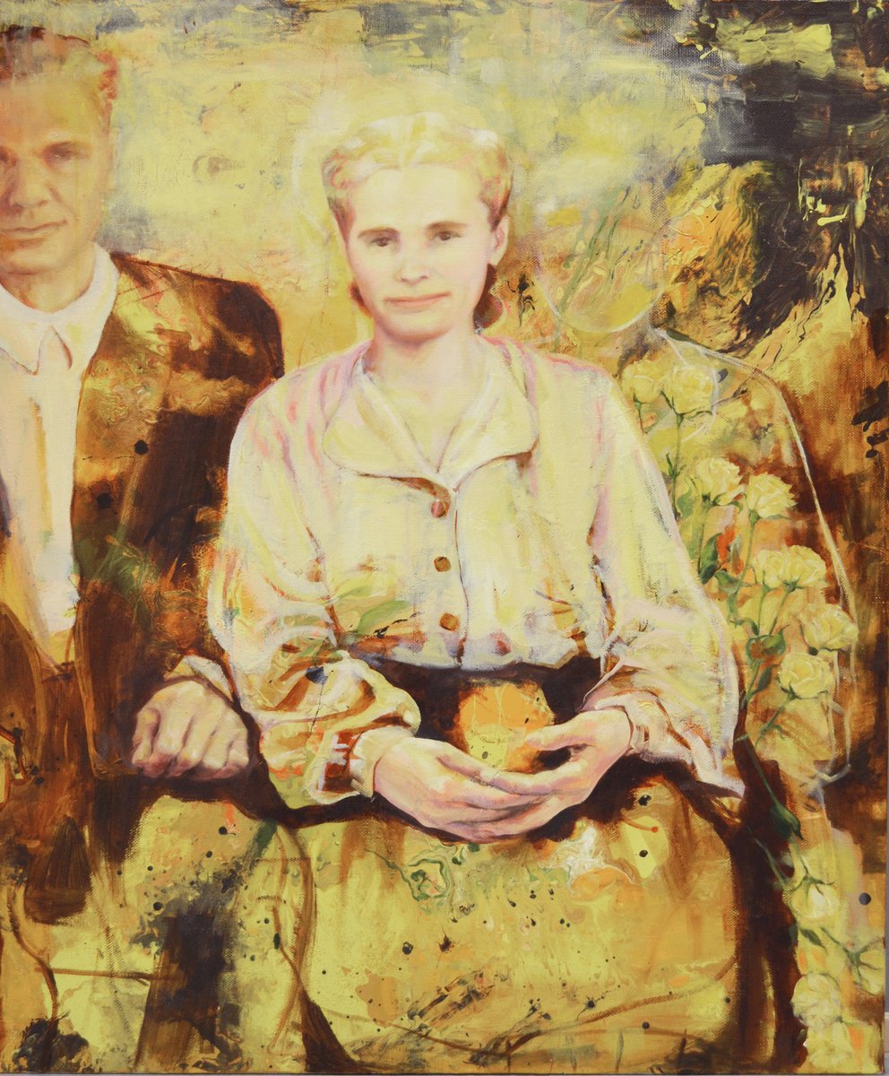 Photorealistic Portrait Painting By Vassa Ponomarjova, 39 X 47", "Grandmother", Original Artwork