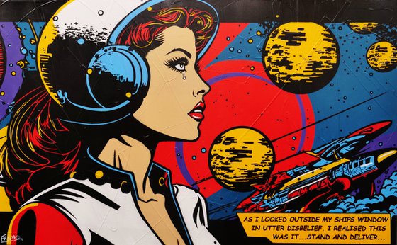 Stand and Deliver ...160cm x 100cm Space Cadet Textured Urban Pop Art Painting