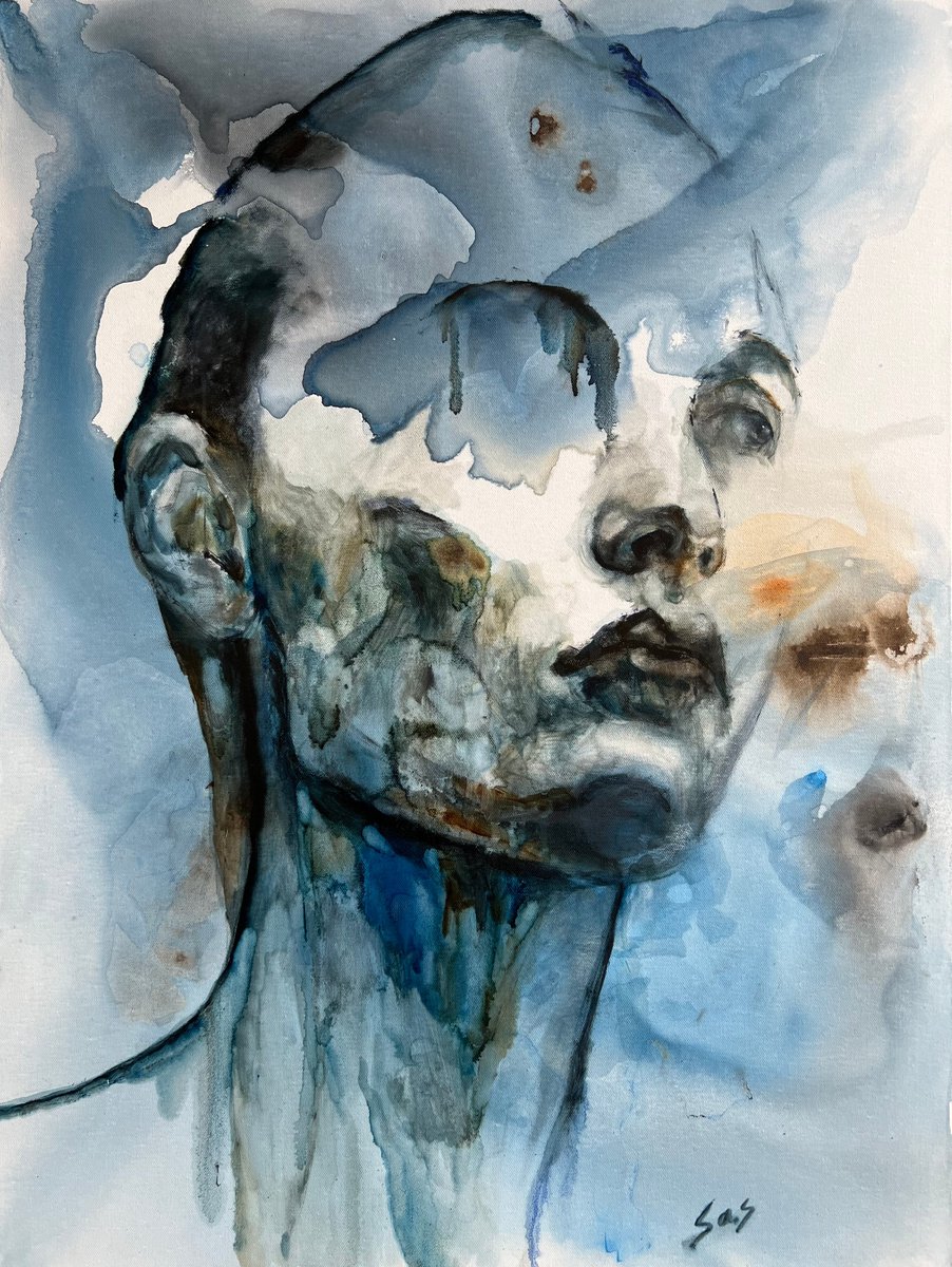 Expressive Portrait Oil Painting By Liubou Sas, 24 X 31", Butterfly Effect ????, Original Artwork