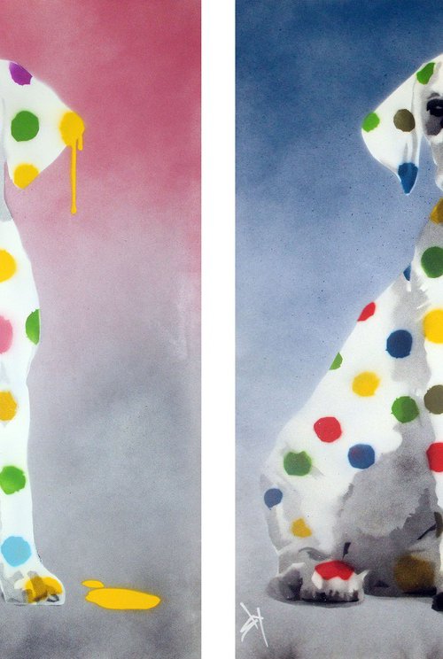 His & her Damien's dotty, spotty, puppy dawgs (on Urboxes) +FREE poem. by Juan Sly