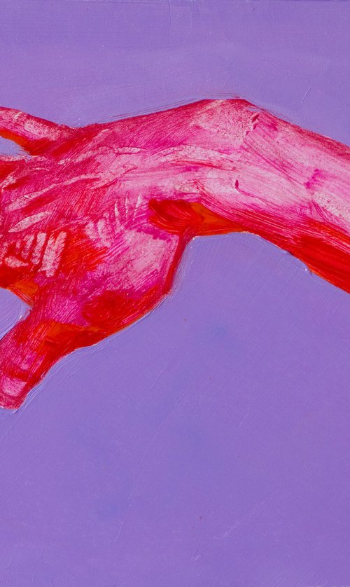 red hands on mauve by Olivier Payeur