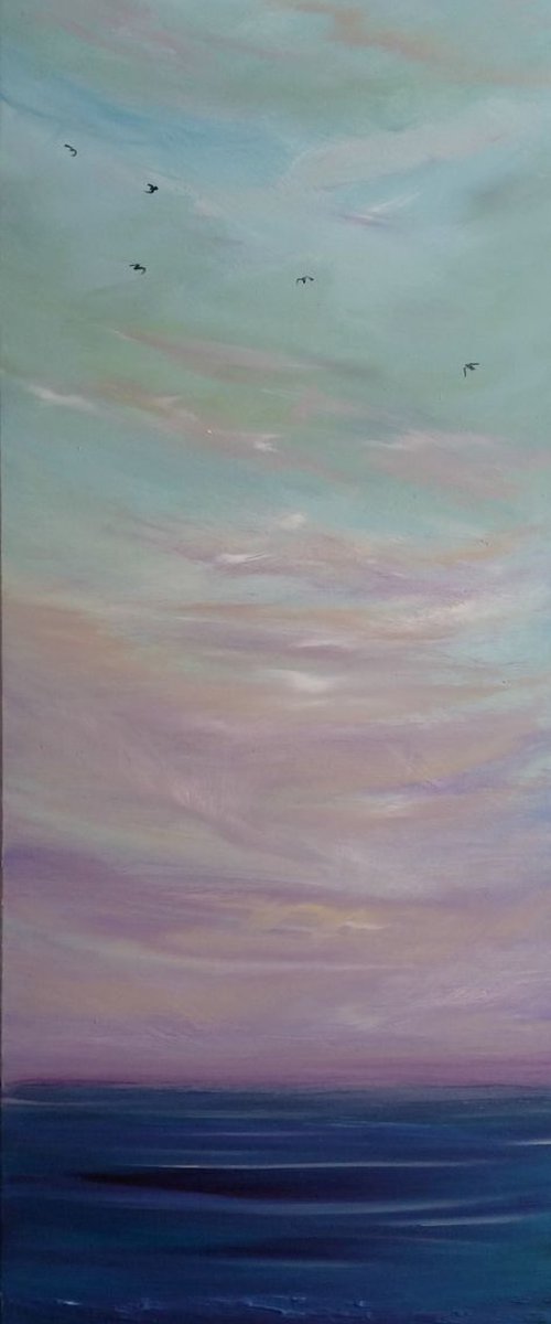 Flying High  - XL, seascape, landscape, vertical abstract, Modern Art Office Decor Home by Mel Graham