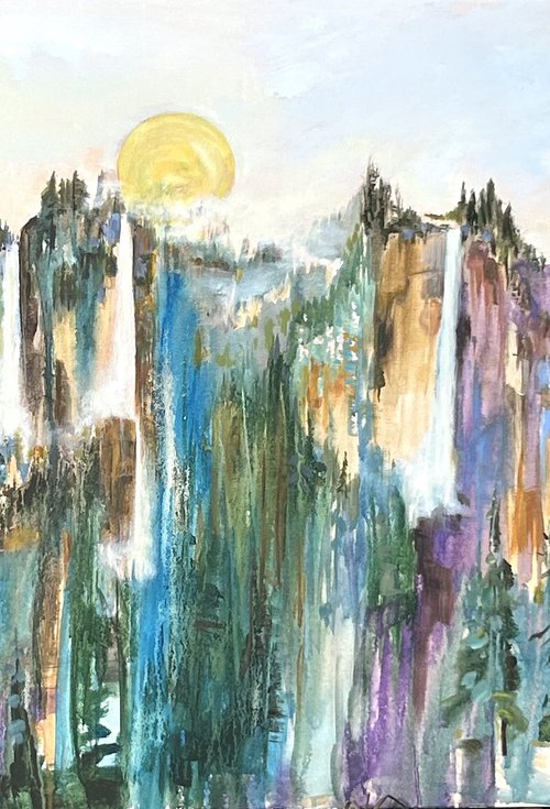 Moon over Waterfall by Annette Wolters