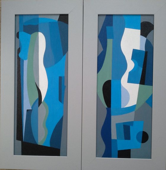 Blue Interlude 1 and 2 (two paintings)