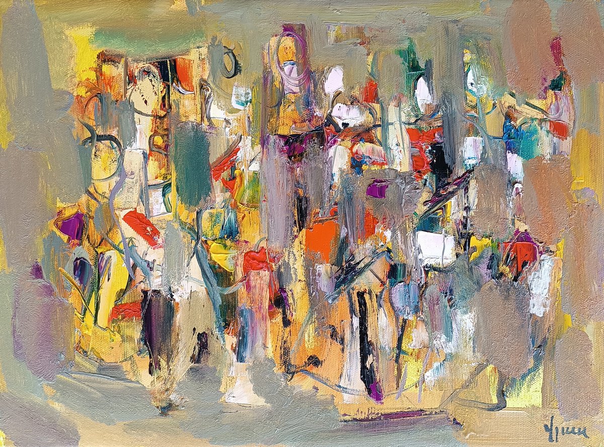 Abstract Oil Painting By Vlas Ayvazyan, 16 X 12", Within Chaos, Original Artwork