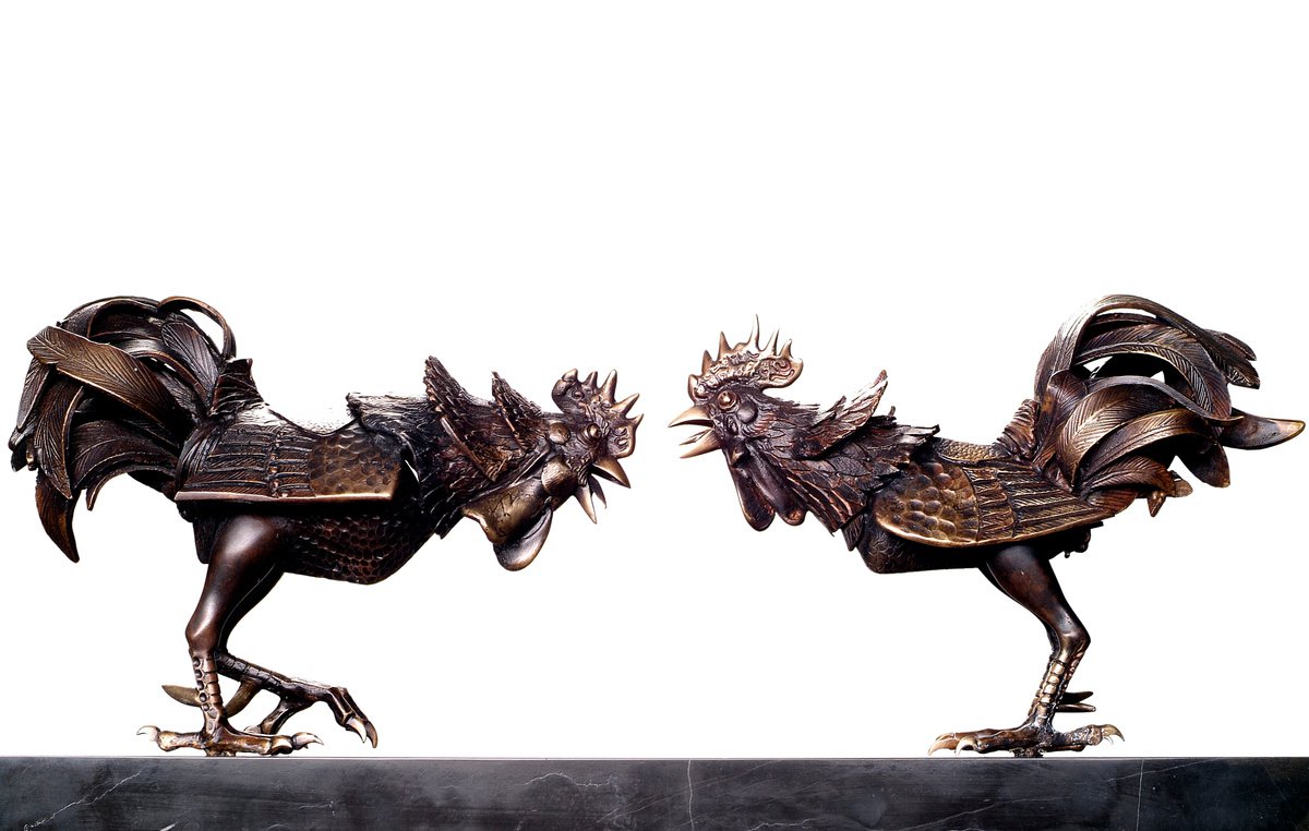 Photorealistic Animal Bronze Sculpture By Krasimir Krastev, 17 X 6", Rooster Fight, Original Artwork