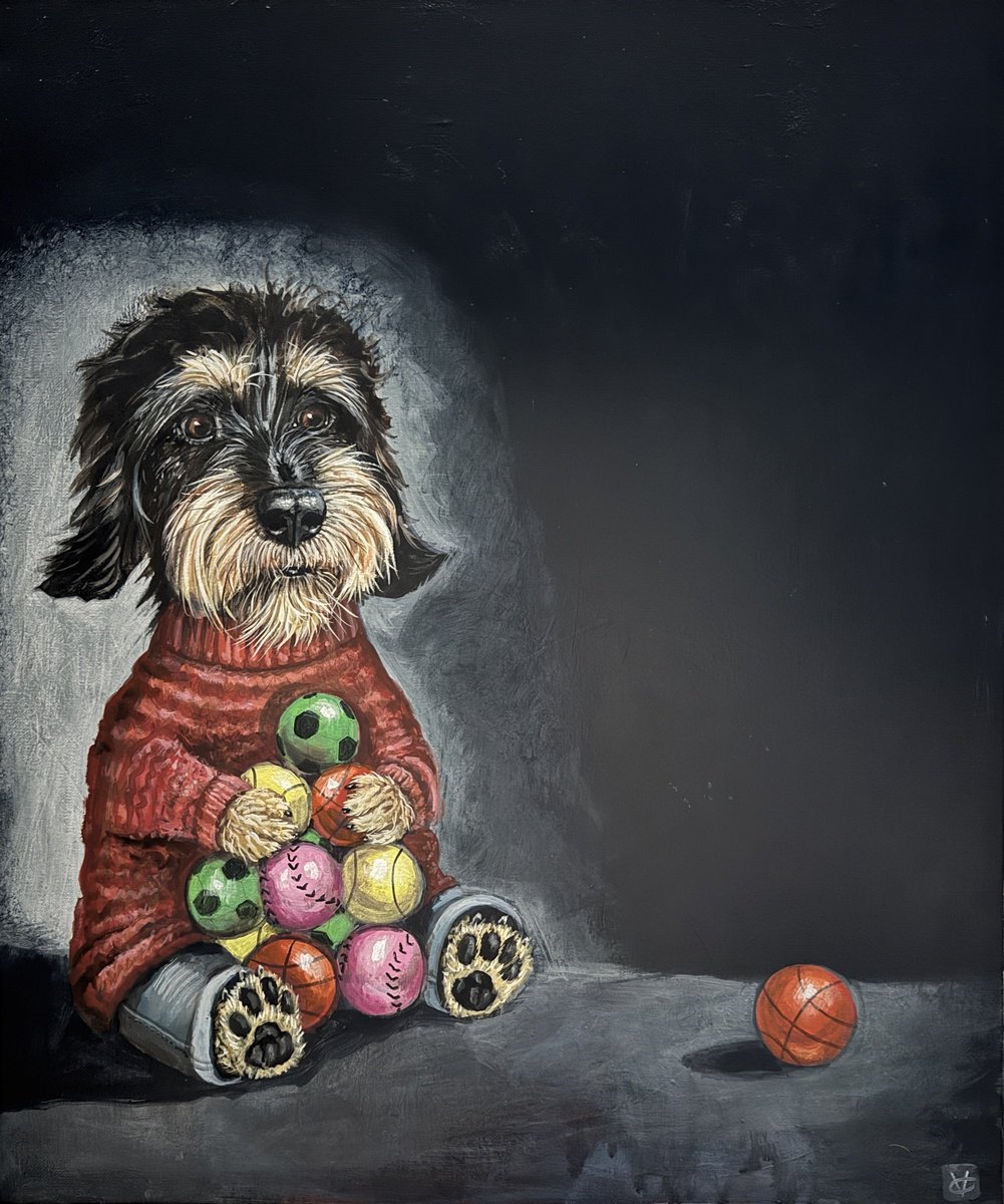 Surrealistic Animal Acrylic Painting By Victoria Coleman, 20 X 24", Want What You Have, Original Artwork