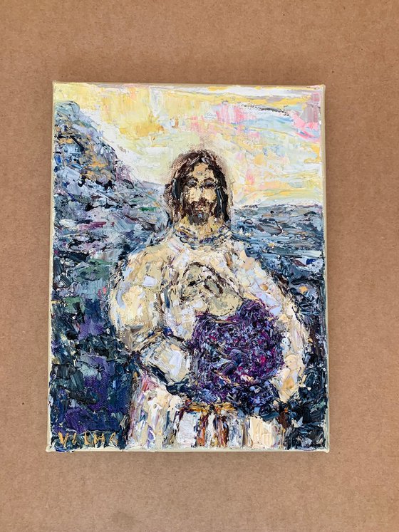 Jesus holding a lamb