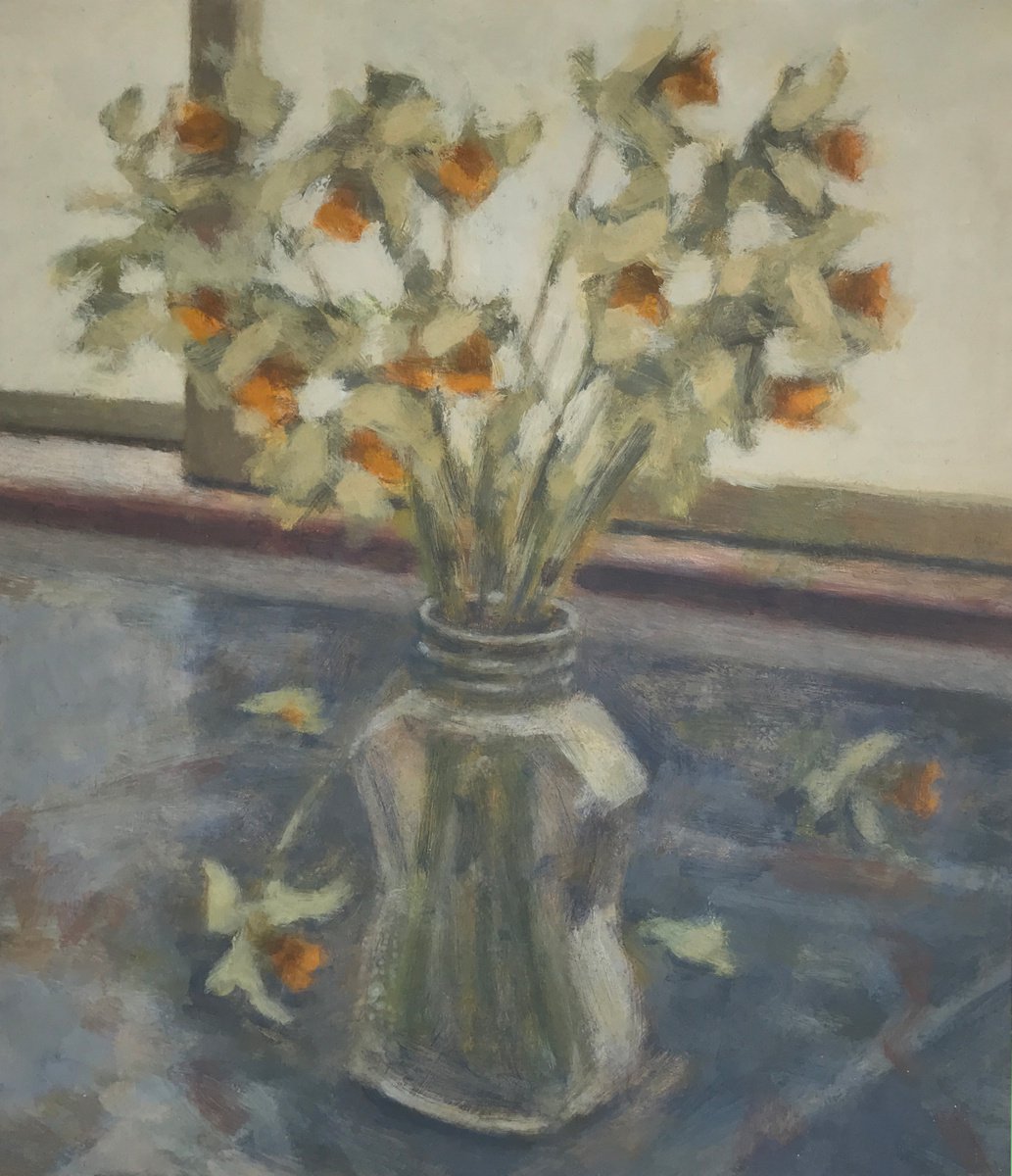 Daffodils in a jar by Hugo Lines