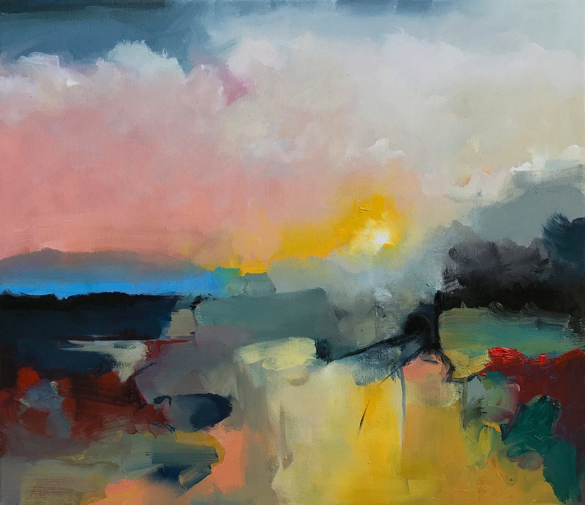 Expressive Landscape Oil Painting By Tim Southall, 23 X 18", Helios, Original Artwork