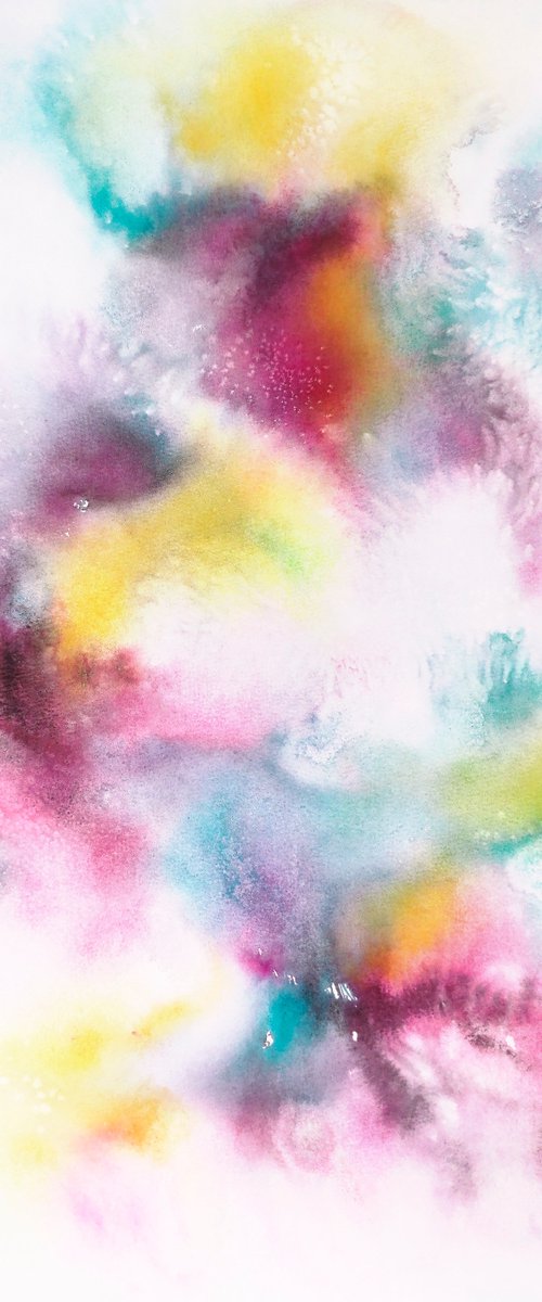 Abstract floral watercolor painting "Rainbow flowers" by Olga Grigo