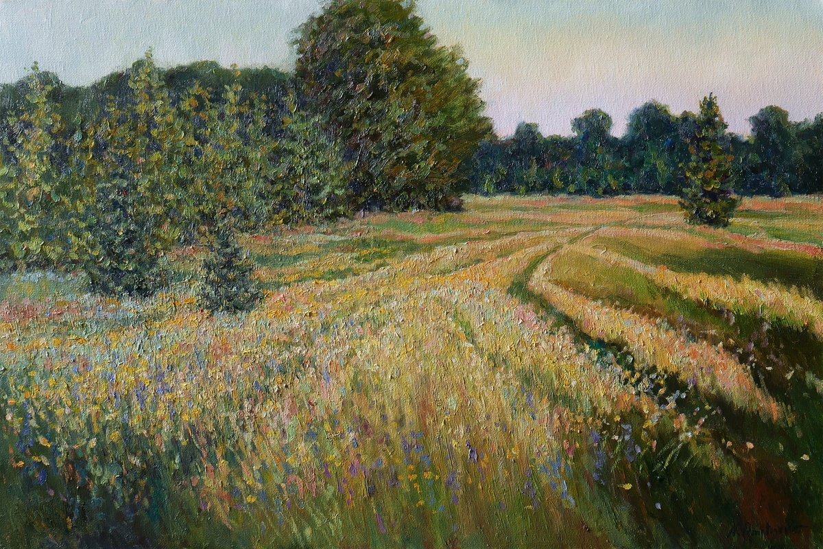 Summer Floral Field - summer landscape painting by Nikolay Dmitriev