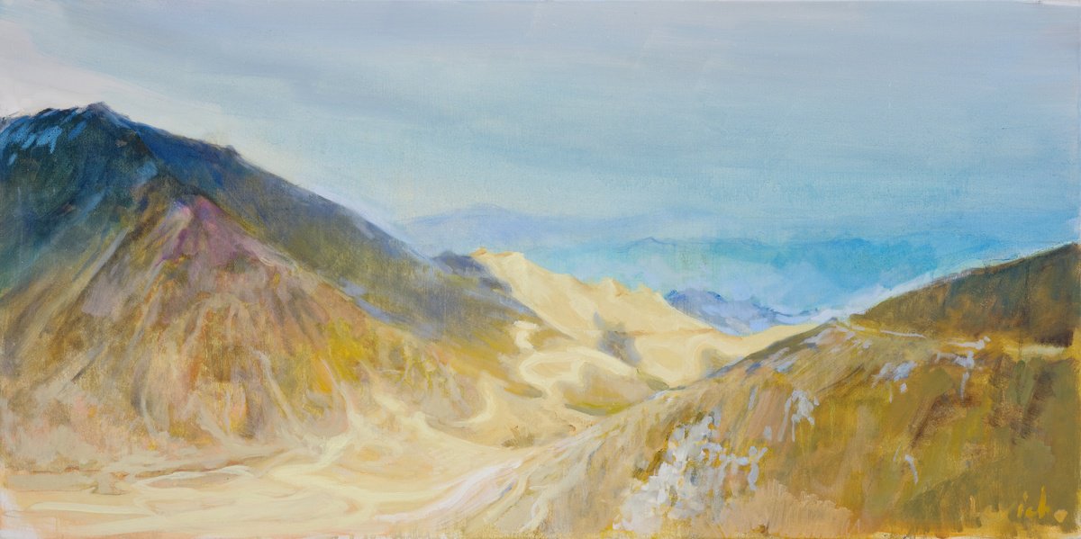 Impressionistic Landscape Oil Painting By Alexander Levich, 35 X 18, Romantic Landscape - Iii, Original Artwork