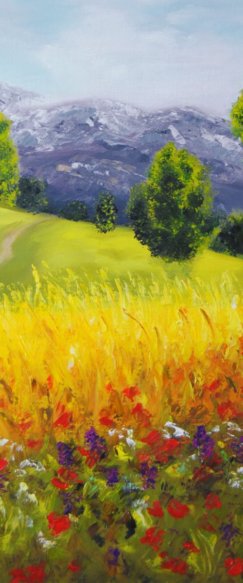 Landscape with poppies 2 by Simona Tsvetkova