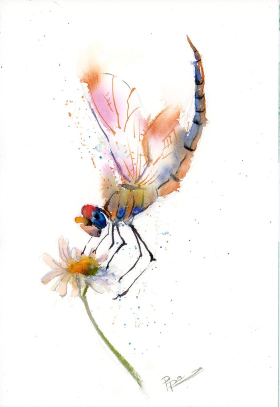 Dragonfly and flower