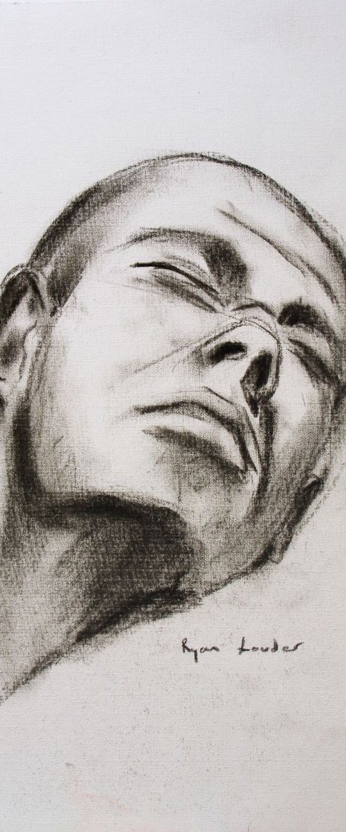 Study of a Mans Face 12x16 charcoal on paper by Ryan  Louder