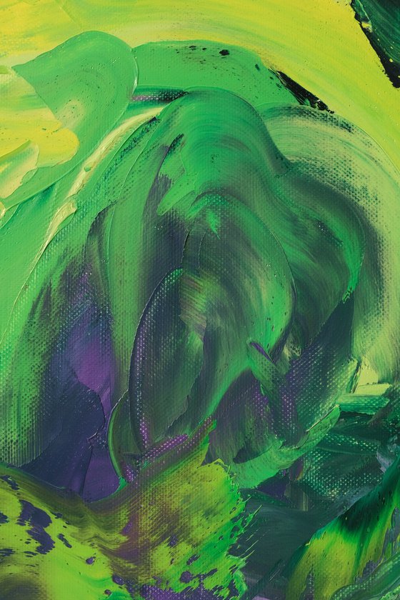 Light Green Dark Purple / Oil Painting 17