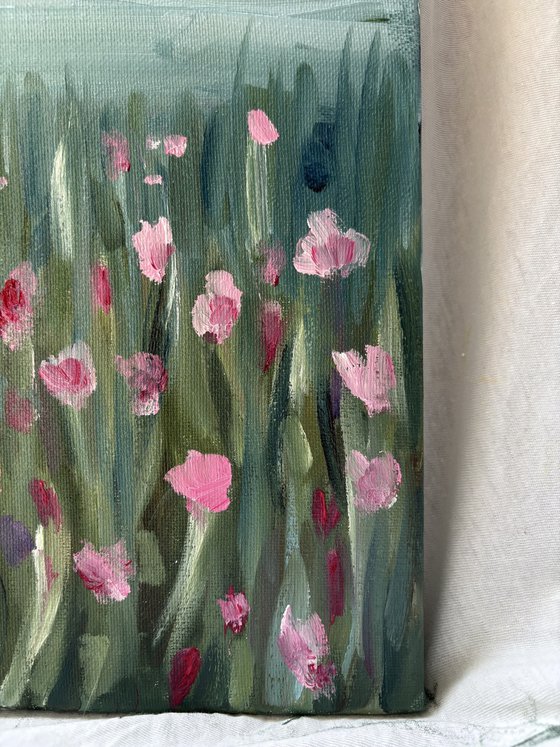 Field of quiet wild flowers meadow