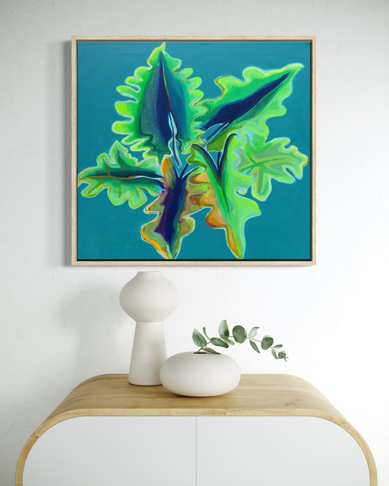 Blue and Green Alocasia Study