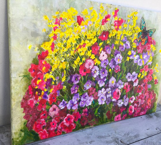 Summer flowers and butterfly