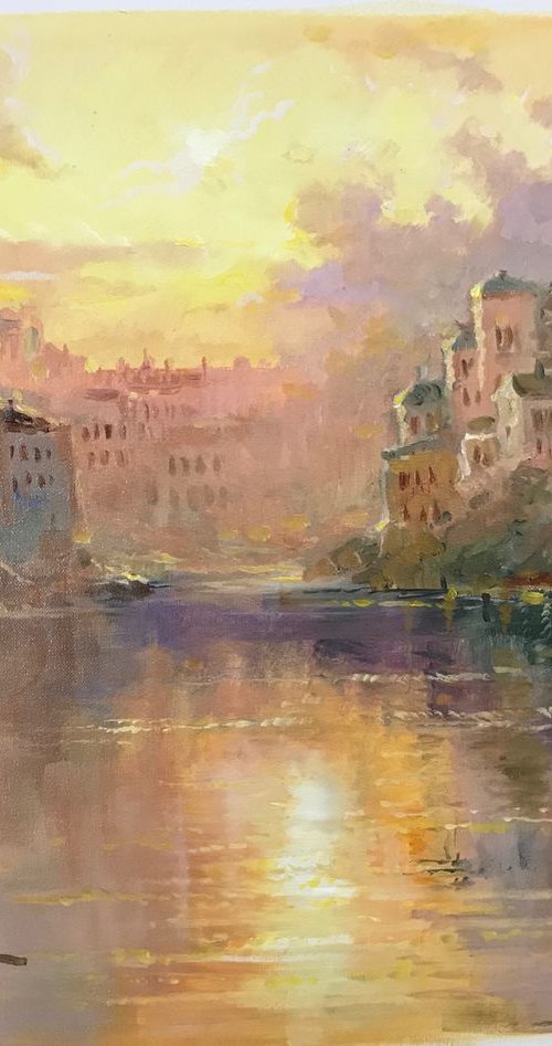 Sunset in the Village by W. Eddie