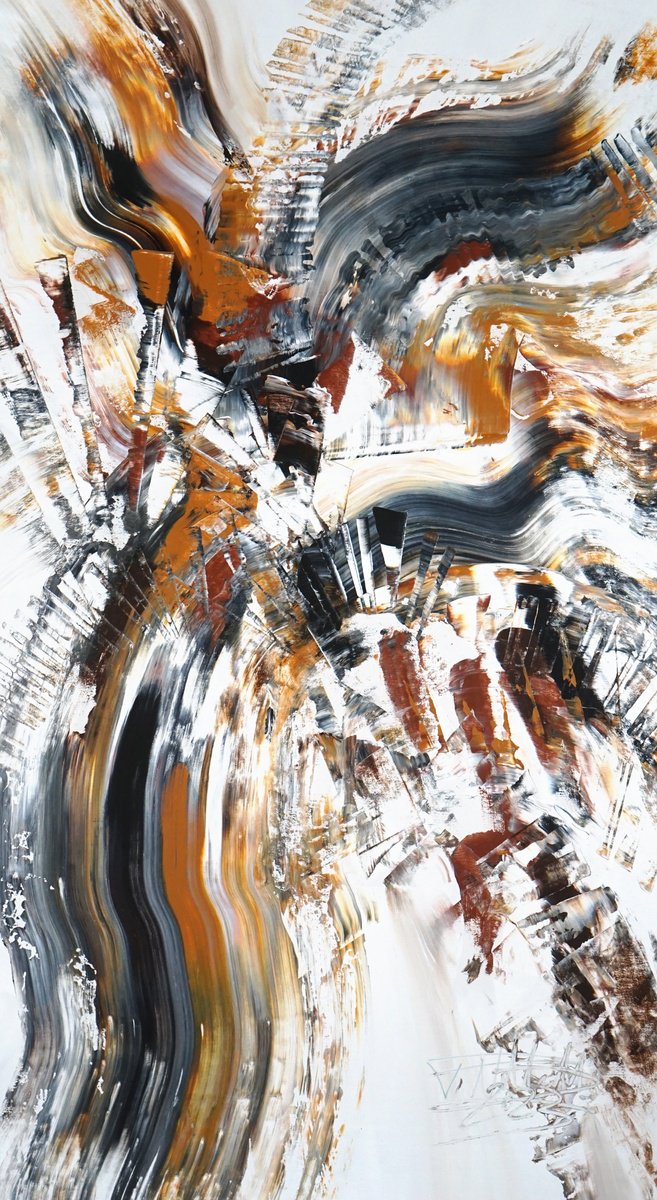 Abstract Acrylic Painting By Peter Nottrott, 33 X 61", Inspired By Nature C 5, Original Artwork