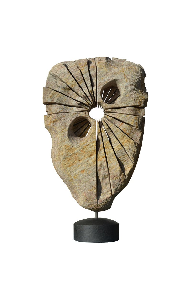 Landscape Stone Sculpture By Ognyan Chitakov, 14 X 25", "Mars Moons", Original Artwork