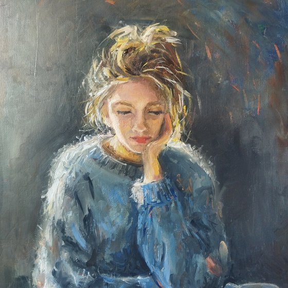 Reading girl art