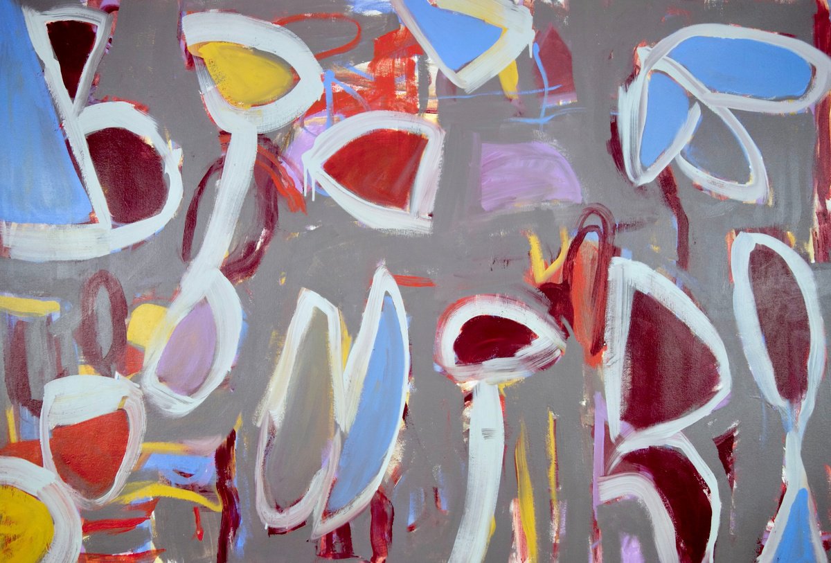 Organic Abstract Acrylic Painting By Michelle Louis, 60 X 40", Middle Ground, Original Artwork